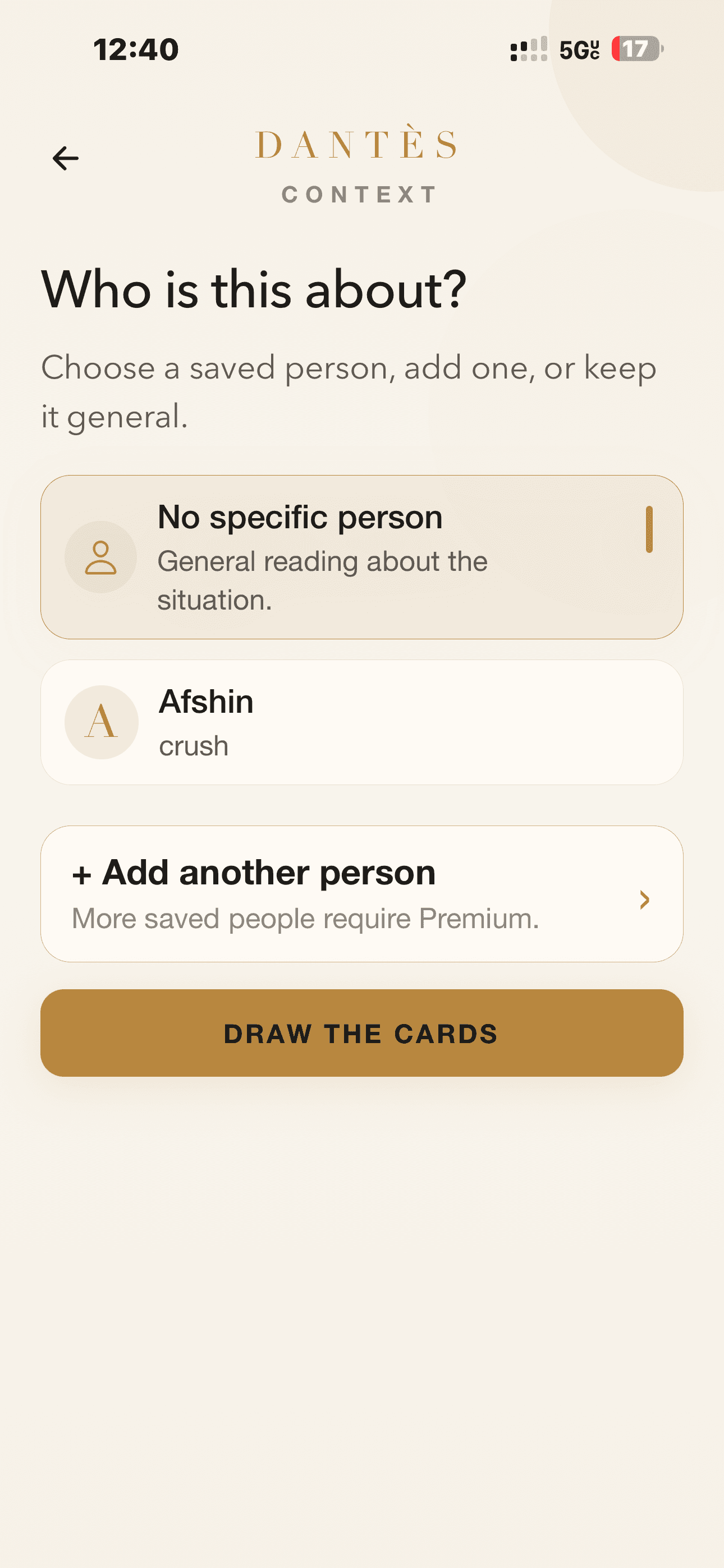 Dantès saved person and relationship context screen